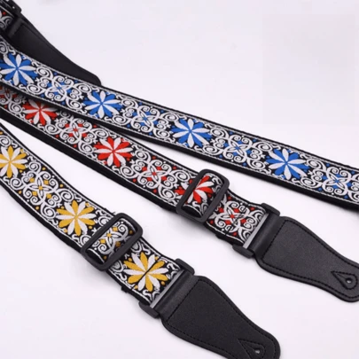 1pc High-Quality Embroidered Guitar Strap, Suitable For Acoustic, Electric, And Bass Guitars, Embroidery, Universal Guitar Accessory