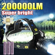 2025 30W Super Bright Headlamp 200000LM Ultra Powerful LED Headlight Zoom Outdoor Work Head Flashlight Waterproof Fishing Head Lamp