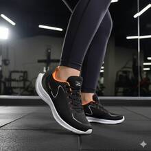 Women's Gym Shoes – Ideal For Walking, Running And Exercise - Black/Orange - View 3