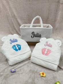 Bộ quà tặng cao cấp cá nhân hóa cho bé sơ sinh - 5 món đồ thiết yếu | Yếm mềm, khăn quấn ấm áp và chăn bông | Hộp kỷ niệm thêu tùy chỉnh - Hoàn hảo cho các dịp lễ và tiệc mừng bé sơ sinh, đa chức năng, trang trí, chữ cái tùy chỉnh, thời trang, hiện đại, đầy màu sắc, dễ thương, giản dị, cá nhân hóa, độc đáo, tùy chỉnh, quà tặng lý tưởng cho nam, quà tặng lý tưởng cho nữ, hộp đựng đồ du lịch. - Nhiều màu - Xem 16