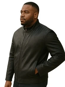 Plus Size PU Leather Jacket - 黑色 - 查看 3