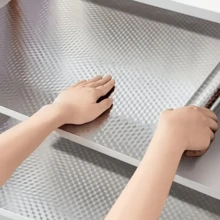 Roll Of Self-Adhesive PVC Wallpaper - Easy To Tear And Stick, Removable Backing Paper, Suitable For Kitchen, Bedroom, Living Room Countertops, And Furniture Renovation - Silver - View 9