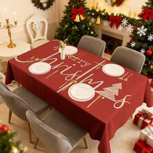 1 khăn trải bàn in hình Giáng sinh vui vẻ, khăn trải bàn hình chữ nhật, đồ trang trí ăn uống lễ hội, khăn trải bàn cho ngày lễ - Nhiều màu - Xem 6
