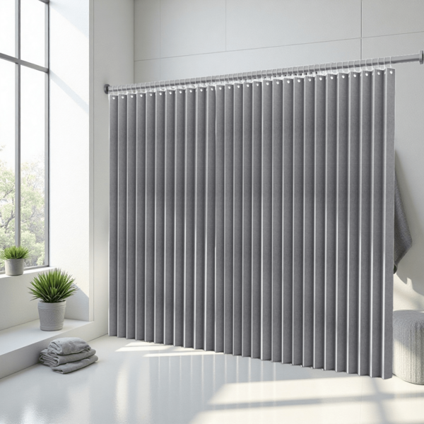 1 pieza Cortina de ducha plegable impermeable gris, cortina de partición de poliéster moderna, perfecta para el baño y la decoración del hogar, accesorios de decoración de otoño para el baño, apta para la sala de estar, el dormitorio, el baño y la ducha