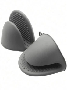 قفازي فرن من السيليكون الأسود - مقاومة للحرارة، مقابض مزينة بحلقات للتعليق، مناسبة للمطبخ - مثالية للطهي والخبز، قفازات الفرن وأوعية الطهي - متعدد الألوان - مشاهدة 15