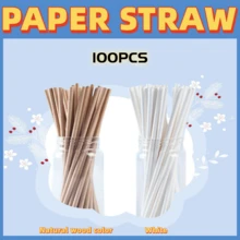 100pcs/Pack Compostable Paper Straws - 19.56 Cm Long Drinking Straws For Coffee, Tea, And Beverages,Perfect For Valentine's Day, Party Supplies,Perfect For Valentine's Day, Back To School,Party Supplies - Multicolor - View 1