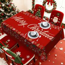 1pc Merry Christmas Print Table Cloth, Table Decoration, Rectangular Abstract Tablecloth For Picnic Or Holiday Party, Room Decoration - Multicolor - View 6