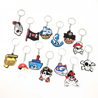 13pc Pirate Keychains, Made Of PVC Material, Feature A Variety Of Designs And Are Suitable For General Use. They Are A Set Of Accessories And Pendants With Different Pirate - Style Decorations And Patterns, Serving As Multi - Style Creative Key Rings And Party Supplies Decorations.