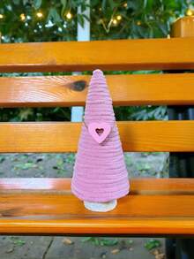 4pcs Pink And White Plush Wedding Season Yarn Tree Set ,Wedding Season Tree With Heart And Pearl Decor,Striped Design,Table Decorations Yarn Wrapped Mini Trees Pink White Wedding Season Table Top Decor - Multicolor - View 13