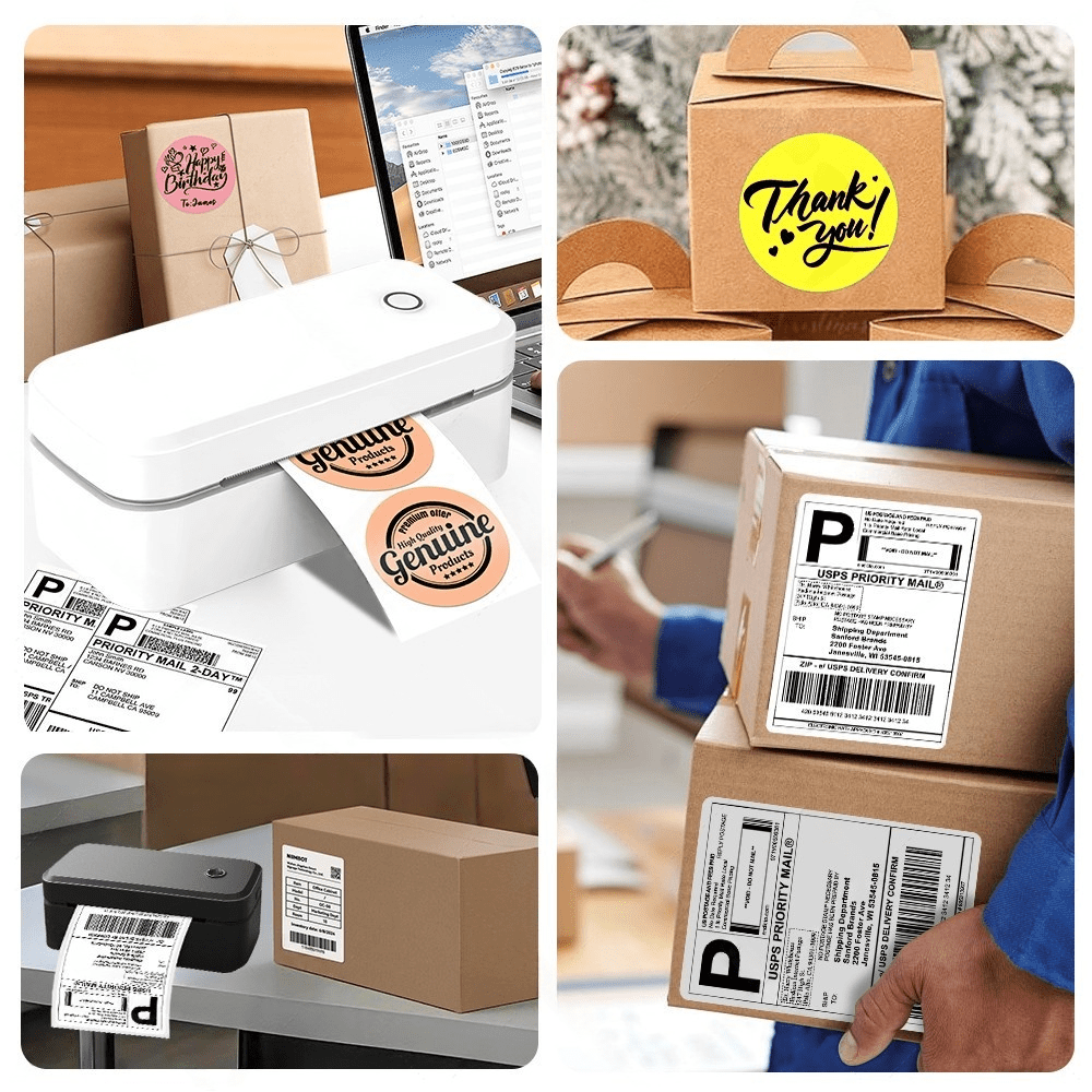 Marklife X4 4x6 Inch Portable Thermal Label Printer, Bluetooth Label Printer. Prints 4X4 And 4X6 Inch Label Paper, Suitable For Printing Logistics Labels And Custom Labels - Compatible With Apple, Android And Windows Systems. Comes With 20 Sheets Of Printing Paper. Music Festival/Wedding Season - EU C Type Plug(220-240V) - View 3