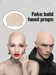 1个可重复使用的橡胶光头套/搞笑假发 万圣节派对道具 喜剧电影 角色扮演 活动派对用品 乳胶假发帽 - 彩色 - 查看 7