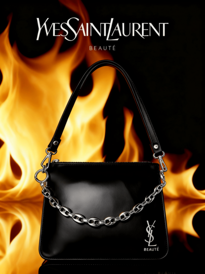 Yves Saint Laurent Makeup Crossbody Bag With Chain Detail, Handheld And Portable, Large Capacity For Cosmetics, Perfect For Daily Use And Travel Occasions YSL-BLACK-1