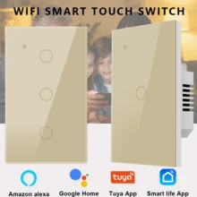 مفتاح إضاءة ذكي بتقنية واي فاي بلمسة - لا يتطلب سلك محايد، يعمل مع أليكسا وتطبيق توييا، تحكم صوتي وعن بعد، وظيفة المؤقت والمجموعة، لوحة زجاجية مقسى مع إضاءة خلفية، سهل التركيب/ذهبي - الذهبي - مشاهدة 5