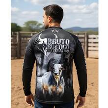 Camisa Camiseta Blusa Bruto Boi Nelore Com Proteção Uv50 - Branco - Visão 4