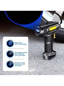 Portable Car Air Compressor, Handheld Car Inflatable Pump, Electric Automobiles Tire Inflator With LED Light For Car Motorcycle Bicycle - Black - View 10