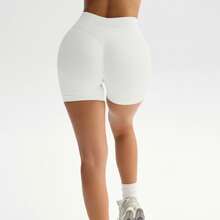 High Waisted Impact Compression Shorts For Women Butt Lifting Curve-Hugging Sculpting Fit - White - View 3