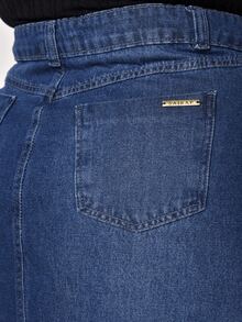 Plus Size Long Skirt With Slit And Pockets - Rửa tối - Xem 6