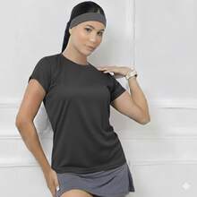 Kit Of 2 Women's Dry Fit Cool Mesh T-Shirts For Fitness And Gym - 灰色和海軍藍 - 查看 3