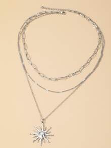 1pc Minimalist Indie Fashion Stainless Steel Necklace For Women, Cross & Sun Pendant Details, Suitable For Daily Wear - necklace - View 9