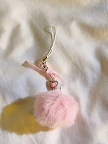 1pc Plush Keychain, Soft Plush Ball Keychain, Bow Keychain, Soft And Comfortable, Durable, Multi-Functional Mobile Phone Accessories.