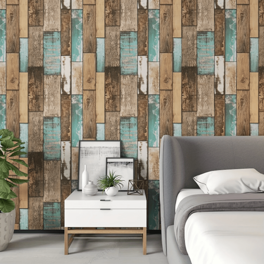 1 Roll Self-Adhesive Wallpaper, Vintage Distressed Wood Grain Contact Paper, Peel And Stick, Waterproof Removable For Living Room, Kitchen, Bedroom, Dorm, Furniture Renovation, Autumn Aesthetic Wall Decor