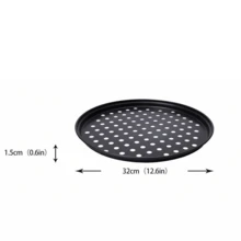 1/2pcs Pizza Pan, Round, Perforated, Non-Stick, Pies Outbreak, Steel, Mould, 32 Cm, Anthracite