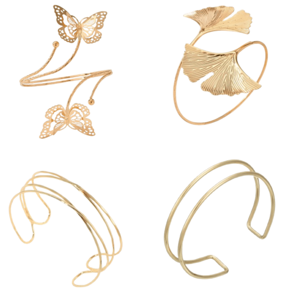 1pc/4pcs Minimalist Line Wrapped Hollow Multi-Layer Criss-Cross Personalized Metal Arm Cuff Bracelet, Adjustable, Suitable For Men And Women, Daily Wear, Beach, Holiday Gift