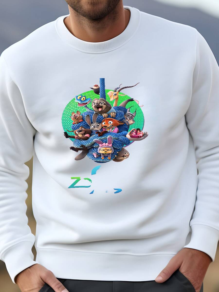 Mens  2 Shirt, ,  Characters Shirt,Judy Hopps Nick Wilde Gary De'snake Shirt, LandTee 163863 Sweatshirt - White - View 1