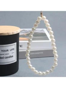 1 件仿珍珠串珠手机挂绳，防丢失手机带，适合送给母亲、家人、朋友、生日、节日的礼物，手机挂饰，手机链