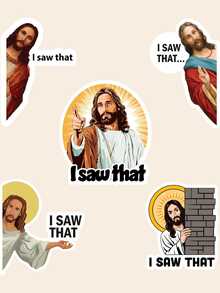 5 miếng dán hình Chúa Giê-su "Con đã thấy", miếng dán hình Chúa Giê-su ngộ nghĩnh, miếng dán "Con đã thấy", miếng dán vinyl thích hợp cho máy tính xách tay, xe hơi, bình nước, v.v. - 5 chiếc - Xem 1