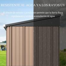 Cobertizo de Almacenamiento para Exteriores, Caseta de Jardín con Puerta y Cerradura, Cobertizo de Metal Galvanizado, Resistente a la Intemperie para Patio Trasero Césped, 162cmx95cmx181cm, Marrón - Marrón - Ver 7