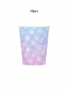 10pcs/20pcs/50pcs/80pcs Mermaid Theme Party Paper Plates & Tableware, Suitable For Princess Baby Shower, Under The Sea Mermaid Birthday Party Decorations, Ocean Theme Tableware (Plates, Cups, Napkins) - Multicolor - View 17