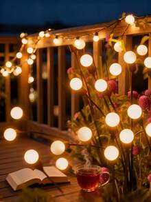 1pc 6L/8L/10L 70cm High Warm Color Firefly Round Ball Solar Powered Lights, Constant On + Flashing, Christmas Firefly Solar Powered Decorative Ground Lights, Outdoor Solar Powered Decorative Lights, Garden Christmas Solar Lights, Yard Firefly Lights, Fairy Lights, Holiday Decor Solar Powered LED Lights, Home Decor Solar Lights, Outdoor Party Solar Powered Ground LED Lights, Camping Lights - Yellow - View 4