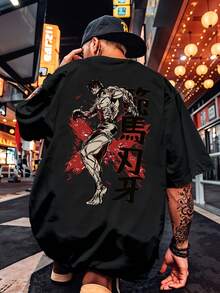 Japanese Anime T-Shirt Baki Hanmi Manga Geek Movie Shirt Blouse Unisex Men's Women's 100% Cotton Top Premium Streetwear New Release Immediate Shipping Various Colors!! Plus Size - màu đen - Xem 1