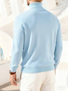 Men's Solid Color Casual Turtleneck Long Sleeve Sweater, Autumn/Winter