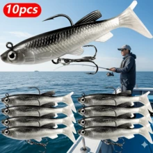15pcs/10pcs/5pcs/1pc Soft Plastic Fishing Lures, Realistic Fishing Bait, Saltwater/Freshwater Fishing Lure, Trout Sinking Bait Kit, Fishing Tackle And Fishing Gifts