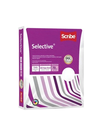 1 Paquete de 500 Hojas Blancas Papel Selective Bond Blanco Carta.. Papel Bond Multiusos