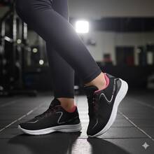 Women's Gym Shoes – Ideal For Walking, Running And Exercise - 黑色/粉紅色 - 查看 1