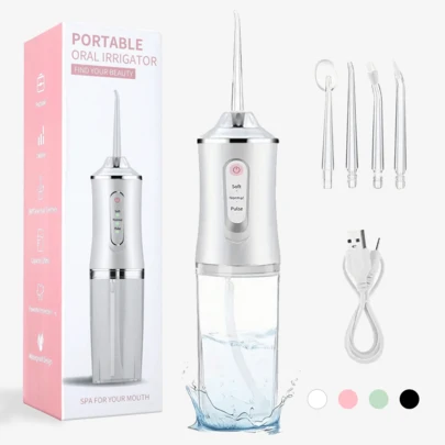 EOLOVA Electric Oral Irrigator Set, Wireless Water Flosser With 4 Nozzles, 360° Rotating Tip, Unisex, Daily Teeth & Gum Care, Great Gift