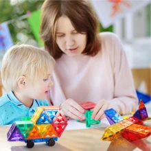 40/100pcs Medium Magnetic Building Blocks Toy Set, With Car Magnetic Blocks Set, Stacking Blocks Toys For Boys/Girls, Children Building Blocks Set, Birthday/Christmas/Halloween Gift - Multicolor - View 5