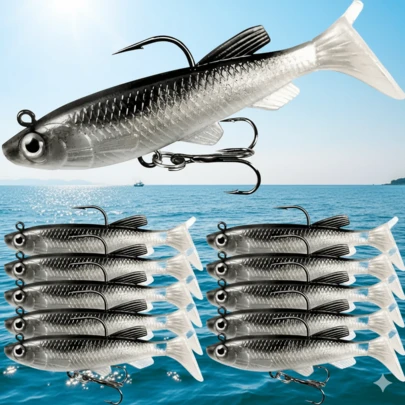 15 piezas/10 piezas/5 piezas/1 pieza Señuelos de pesca de plástico blando, cebo de pesca realista, señuelos de pesca de agua salada/dulce, kit de cebo hundible para trucha, equipo de pesca y regalos de pesca