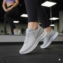 Women's Gym Shoes – Ideal For Walking, Running And Exercise - Màu Xám nhạt - Xem 2