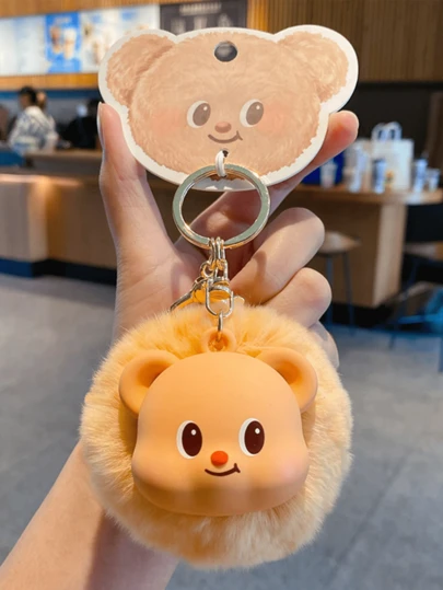 Cute Plush Bear Keychain, Fuzzy Ball, Adorable Bag Charm, Handbag/Purse Accessory, Keyring Holder, Teens/Girls/Women Gift, Daily/School/Work Use, Birthday/Valentine's/Christmas/Brides Designmaid Present, Kawaii Lover MVideo-Have, Playn,cline, Casline, Class, Class/Tual, Class Class, 21212 月 212 月 2072 月 D可能/印刷Outing/Special Occasion Accessory