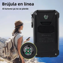 Batería solar portátil de 20000 mAh para iPhone: dos salidas USB de 5 V, dos linternas LED, brújula integrada, resistente al agua, ideal para acampar y hacer senderismo - Multicolor - Ver 2