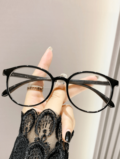 1 Pair Lightweight Round Frame Cute Campus Style Women's Non-Prescription Glasses, Suitable For Daily Wear, Reading, Gatherings, Campus Style, Versatile For Daily, Office, Reading, TV Watching, Gaming, Phone Decoration, Prescription Available
