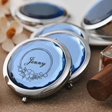 Customized Compact Makeup Mirror, Personalized Engraved Folding Pocket Mirror, Portable Double-Sided High-Definition Mirror, Stainless Steel Compact Mirror, Valentine's Day Gift, Spring, Bridesmaid, Wedding Gift, Customized Floral Engraved Makeup Mirror, Suitable For Gifting To Girlfriends, Moms, Mother's Day, Birthday, Graduation, Wedding, Anniversary, Practical Gift - Multicolor 3 - View 4