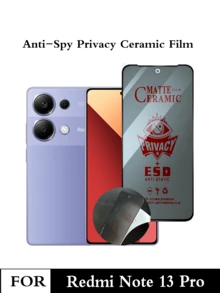 4 en 1 pour Redmi Note 13 Pro (Film de confidentialité anti-espion en céramique + Film céramique doux mat + Film pour le dos + Film pour l'objectif)