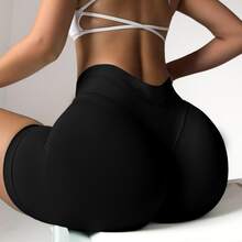 High Waisted Impact Compression Shorts For Women Butt Lifting Curve-Hugging Sculpting Fit - Black - View 2