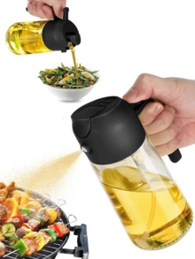 1/2个装塑料厨房橄榄油喷雾瓶 - 二合一橄榄油喷壶，适用于炊具、空气炸锅、沙拉和烧烤 - 黑色橄榄油喷雾器，适用于户外烧烤、烤肉、低脂餐、厨房使用、空气炸锅和露营。适合女性使用，轻便的家用厨房和烧烤喷雾器，可重复灌装，适用于烧烤和沙拉烹饪。橄榄油喷雾器，喷油罐，喷雾低脂餐。 - 彩色 - 查看 1
