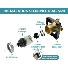 RP19804 Shower Cartridge Compatible With  1300/1400 Series Single Handle Tub Bathtub Shower Faucet    Monitor Cartridge Rep Plumbing Parts, RP22734 Bonnet Nut (1993-2) - RP46463 Cartridge+RP22734 Bonnet Nut (2006-present) - View 3